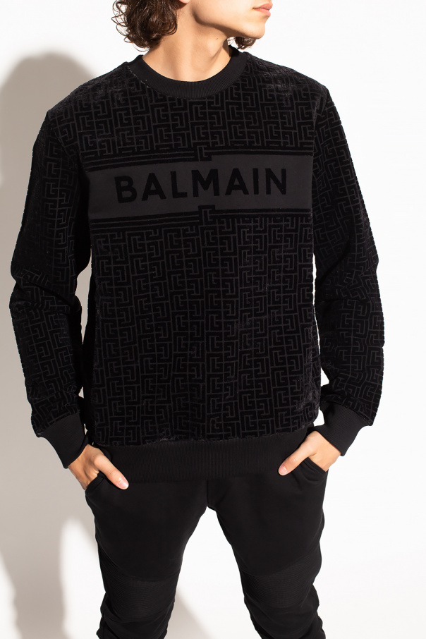 Black Sweatshirt with velvet monogram Balmain - Vitkac Sweden